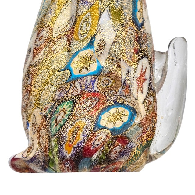 Murano Campanella Millefiori Glass Dog Figurine With Gold Fleck, 4.25" For Sale - Image 14 of 15