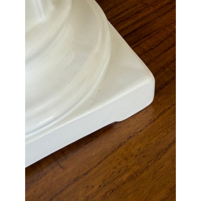 Vintage Italian Tole Palm Table Lamp With Sculptural White Ceramic Column Base For Sale - Image 11 of 12