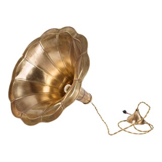 Vintage Brass Gramophone Horn Pendant Light – Expertly Restored For Sale