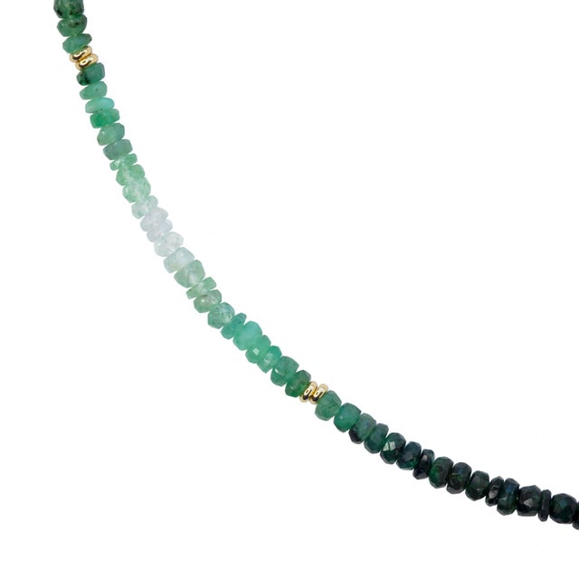 Modern Emerald Ombre Gold Station Necklace For Sale - Image 3 of 9