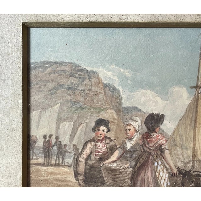 Antique 1800's Original Watercolor Trading Landscape Nautical Sailboat Painting For Sale - Image 11 of 12