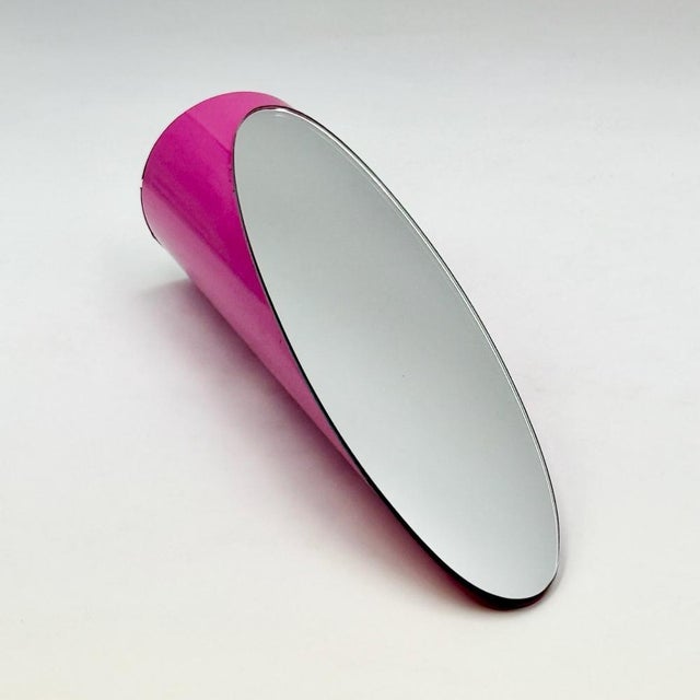 Italian Pop Lipstick Table Mirror in Fuchsia Plastic by Rodolfo Bonetto, 1970s For Sale - Image 9 of 16