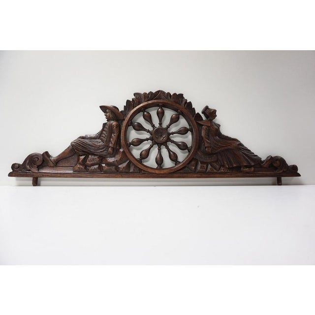 Breton Wall Mirror in Carved Oak, France, 1900s For Sale - Image 12 of 15