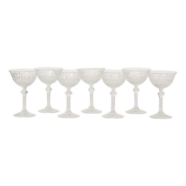 Vintage Regency Fidenza Crystal Champagne Glasses, 1980s, Set of 7 For Sale