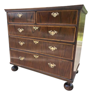 17th Century William and Mary Bunfoot Inlaid Walnut Chest of Drawers