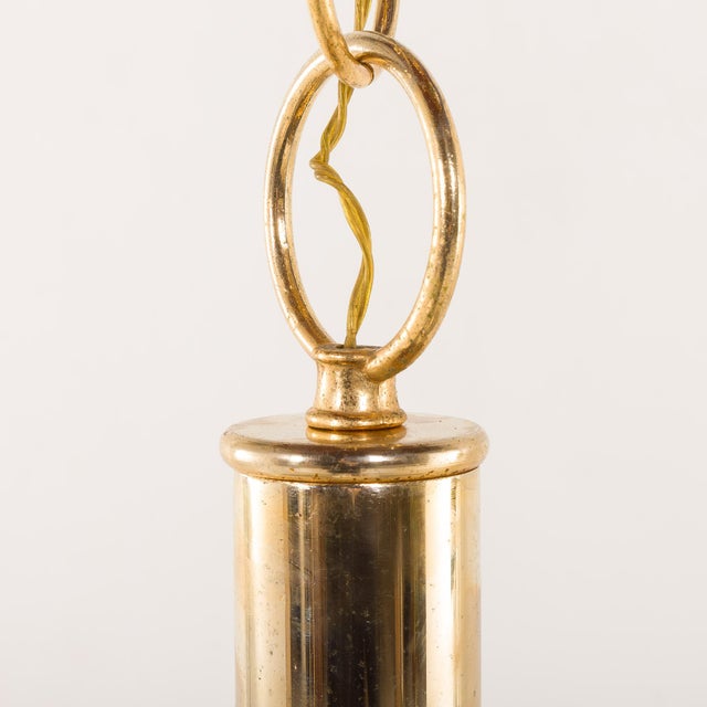 Mid-Century Italian Brass and Opaline Glass Chandelier in the style of Romeo Rega, 1970s For Sale - Image 6 of 8