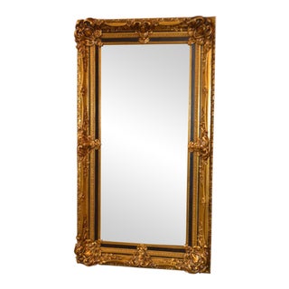 1950s Baroque Style Ornate Gold Rectangular Wall Mirror For Sale