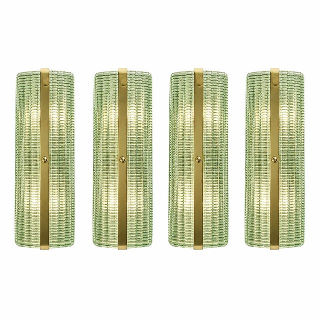 Chrome Contemporary Rectangular Murano Glass Wall Sconces With Chrome Finish – Set of Four For Sale - Image 8 of 10