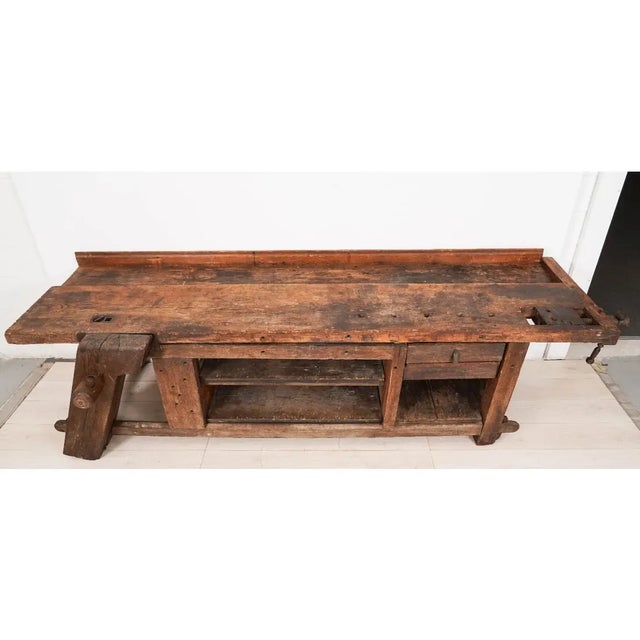 Mid 19th Century Antique Oak and Pine Workbench Table For Sale - Image 4 of 8