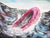 Moisés Villafuerte "Salvame" Blue, Magenta, and Yellow Contemporary Seascape Painting with Texts, 2022 For Sale