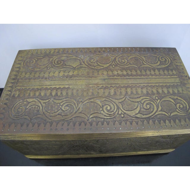 Metal Antique Maranao Philippines Large Brass Betel Nut Tobacco Box For Sale - Image 7 of 11