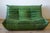 Dubai Green Leather Togo Lounge Chair, Corner and 2-Seat Sofa by Michel Ducaroy for Ligne Roset, 1979, Set of 3 For Sale - Image 6 of 14