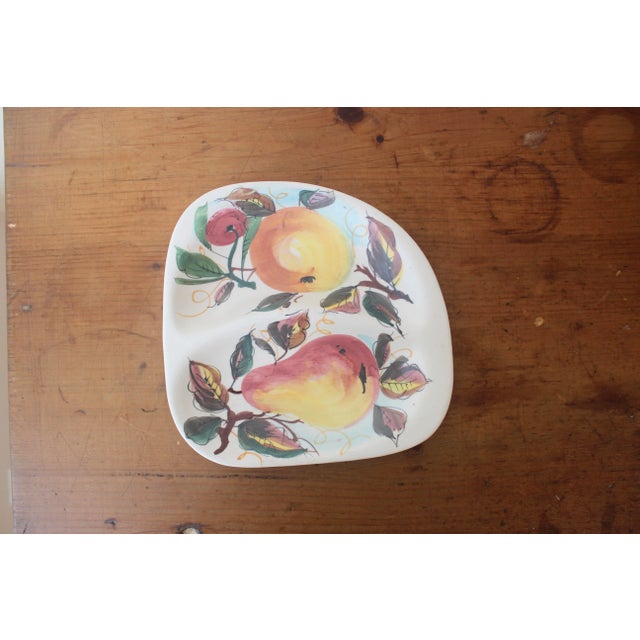 1950s Vintage Italian Summer Fruit Ceramic Dish Two Section For Sale - Image 5 of 8