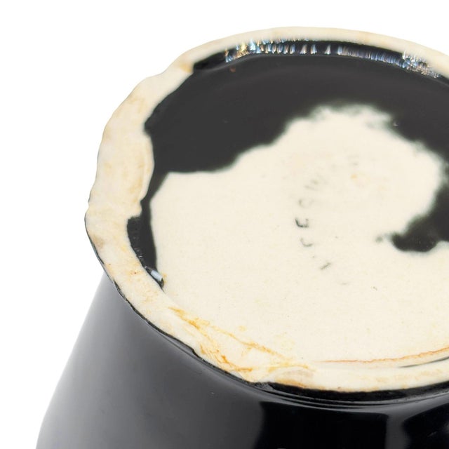 Mid-Century Modern 1970s Black Ceramic California Pottery Pedestal Coffee Cup Set by Chefsware - 4 Piece For Sale - Image 3 of 4