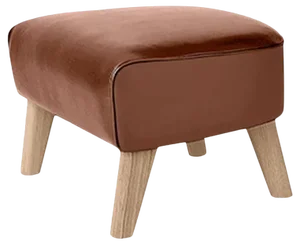 Brown Leather and Natural Oak My Own Chair Footstool by Lassen