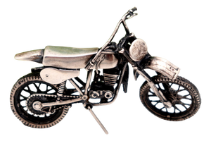 Miniature Articulated Silver Motorcycle