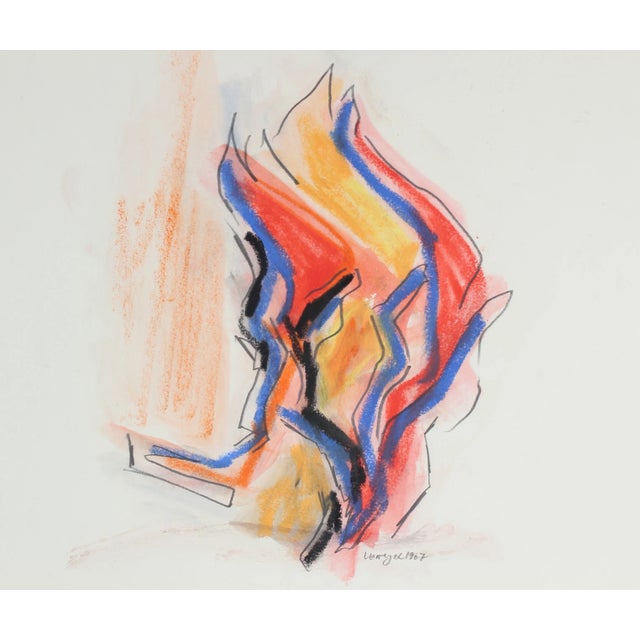 Oil Pastel Abstracted Figures, 1967 For Sale