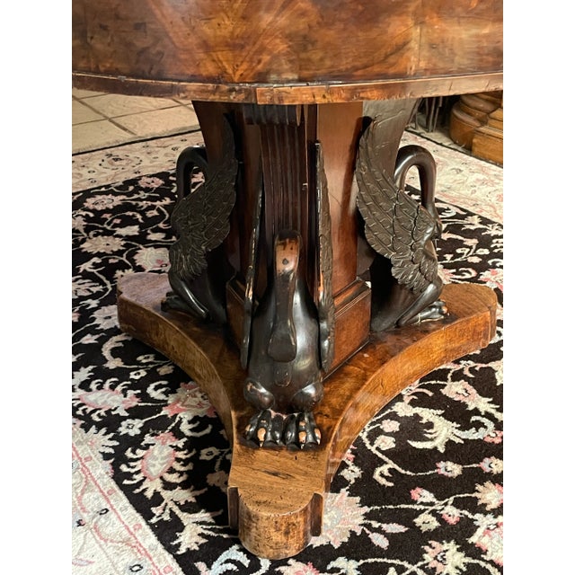 Early 19th Century C. 1815, Italian Empire Neoclassical Center Table, Walnut With Ebonized Swans For Sale - Image 5 of 12