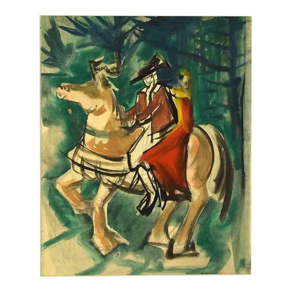 Unknown, Knight and Girl, Painting, 1950s For Sale