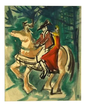 Unknown, Knight and Girl, Painting, 1950s