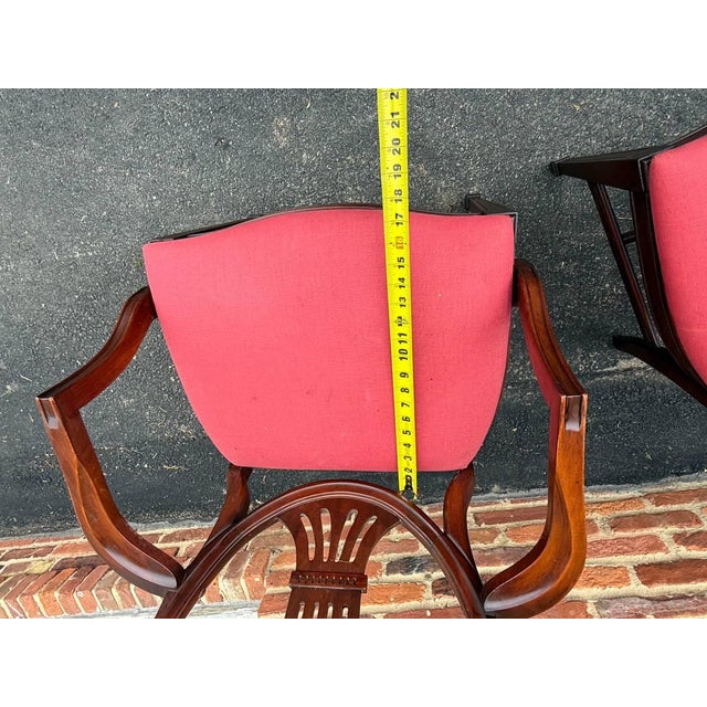 Mid 20th Century Pair of Antique Hepplewhite Style Arm and Side Chairs For Sale - Image 5 of 10