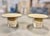 This elegant pair of 1970s Italian travertine end tables features finely veined travertine tops with distinctive scalloped...