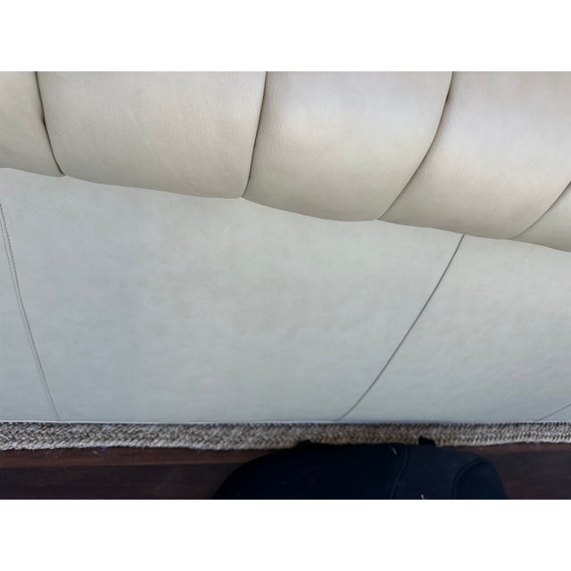 Animal Skin Hancock & Moore Genuine Leather Sofa - Channel Tufted Back With Rolled Arms For Sale - Image 7 of 8