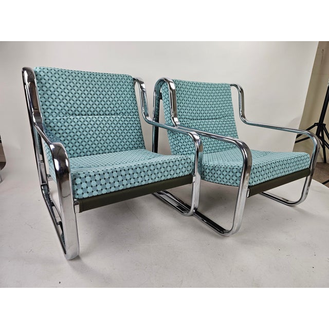 Vintage Italian Chairs in Chrome Frame, 1970s, Set of 2 For Sale - Image 3 of 18