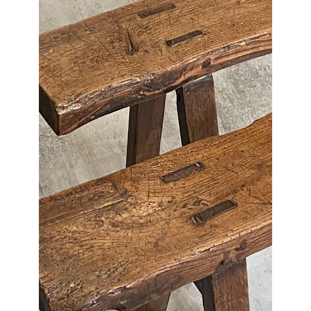 Vintage Farmhouse Benches in Oak, 1950s, Set of 2 For Sale - Image 4 of 18