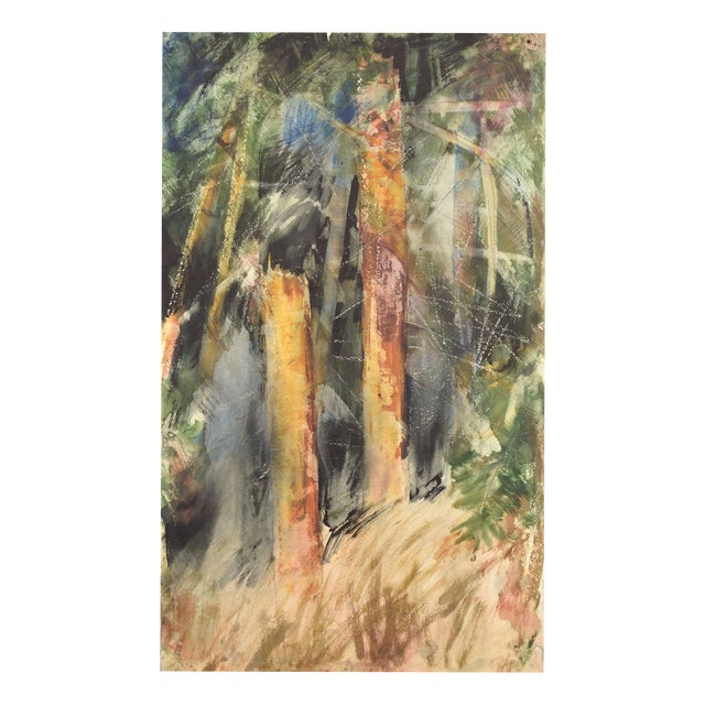 Albert Goltjakov, Sunlight in the Forest, 1960s, Watercolor For Sale