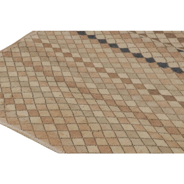 1960s Vintage Zeki Müren Rug in Beige-Brown Geometric Pattern - by Rug & Kilim For Sale - Image 5 of 8