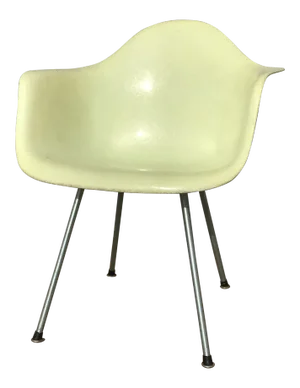 1950s Vintage Eames Herman Miller Fiberglass Shell Yellow Arm Chair With Zenith Rope