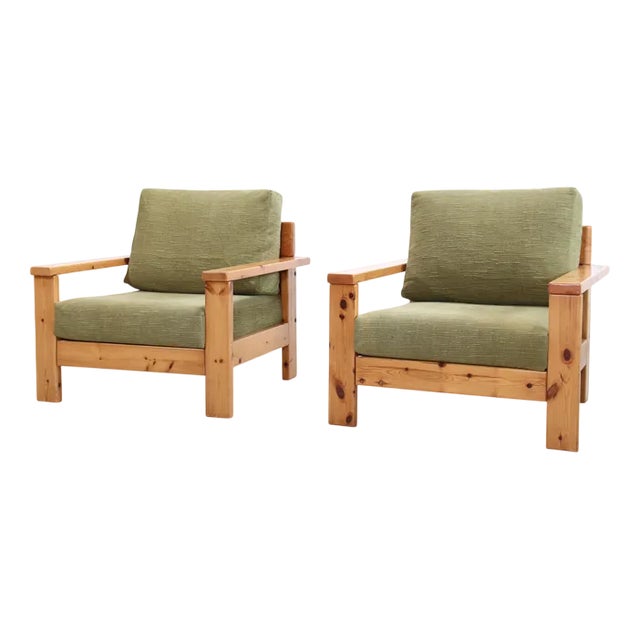 Italian Pine Armchairs, 1970s, Set of 2 For Sale