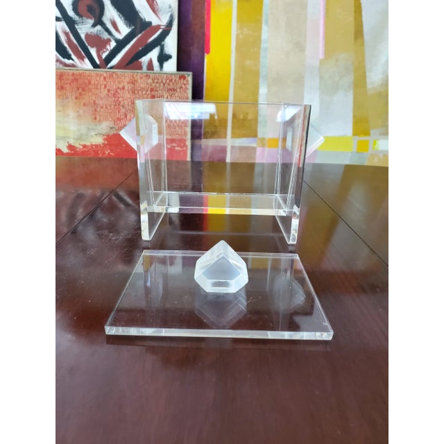 1970s Mid Century Modern Cubic Large Lucite Box For Sale - Image 4 of 6