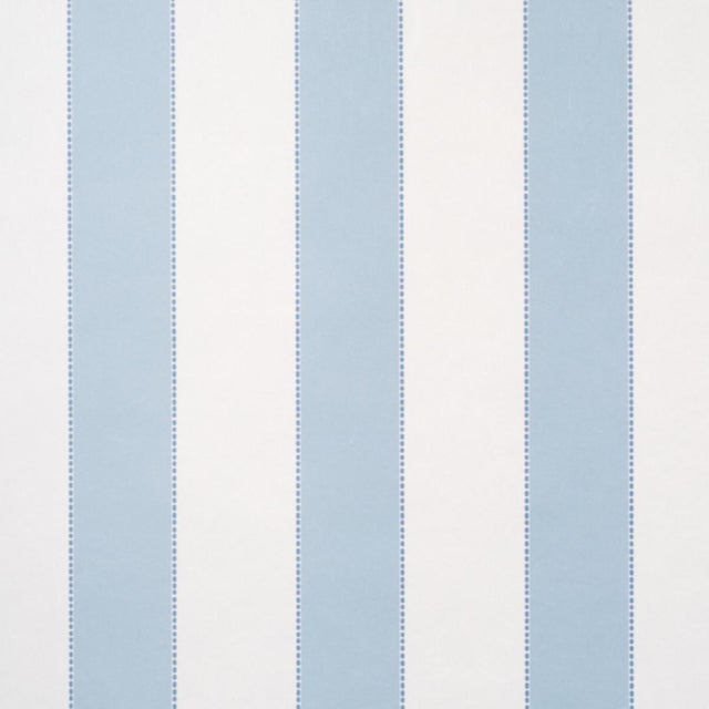 Schumacher Louise Stripe Wallcovering In Blue For Sale In New York - Image 6 of 6