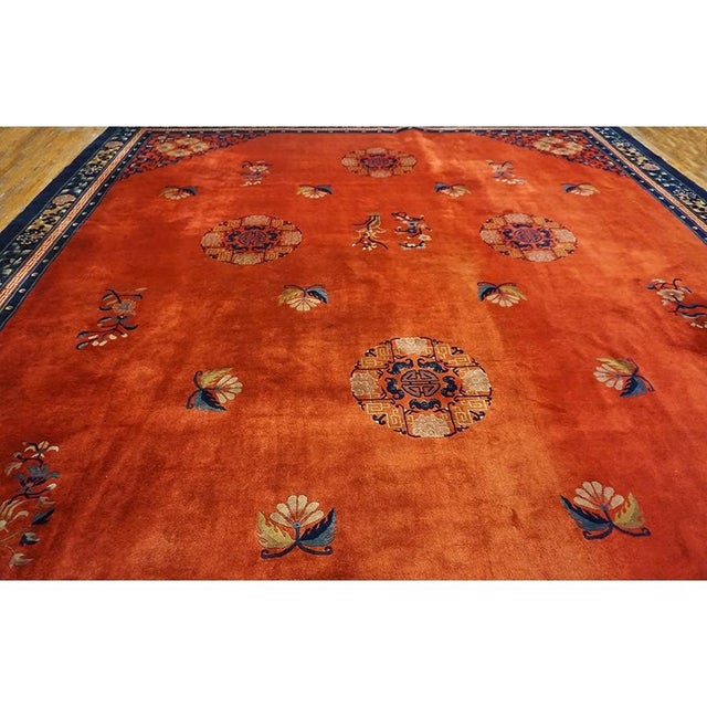 1980s Vintage Large Oversized Yellow Peking Chinese Allover Floral Modern Rug For Sale - Image 4 of 10