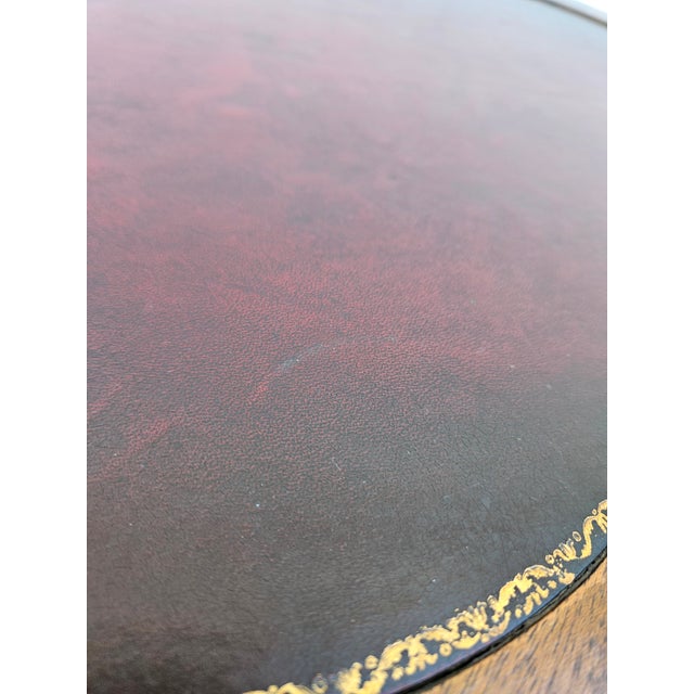 Leather Top Clover Shaped Side Table Plume Style Legs For Sale - Image 11 of 12