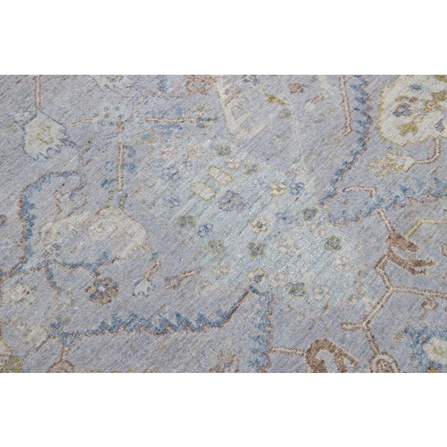 Apadana's Artisan Collection Handmade Floral Gray Wool Rug For Sale In New York - Image 6 of 9