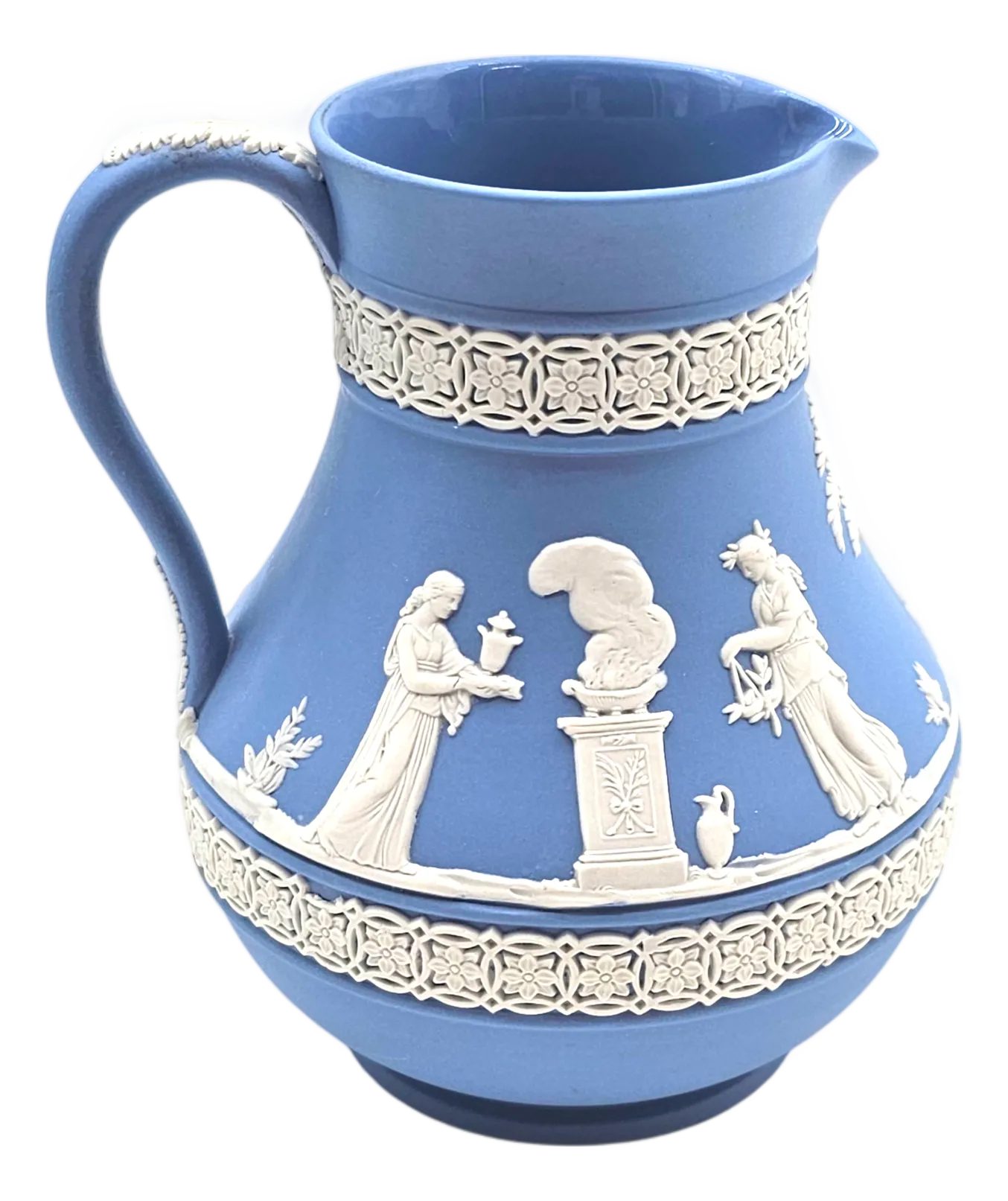 Wedgwood Blue Jasperware Neoclassical Pitcher Jug, English
