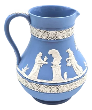 Wedgwood Blue Jasperware Neoclassical Pitcher Jug, English Stoneware
