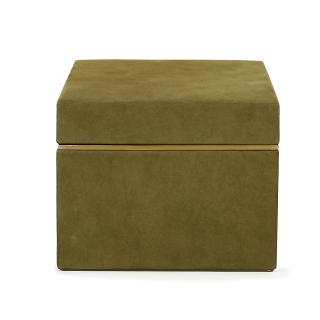 Pisa Green Vegan Suede Contract-Grade Storage Box For Sale - Image 4 of 9