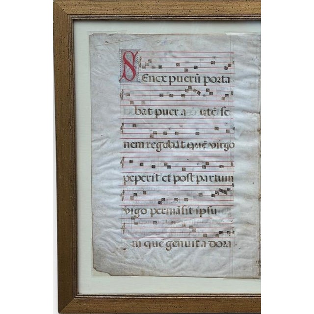 Pair Of Monumental 16th Century Illuminated Manuscript Choir Book Pages On Vellum This rare, museum-quality pair of...