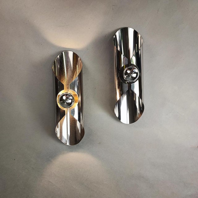 Space Age Chrome Wall Lights, 1960s, Set of 2 For Sale - Image 3 of 15