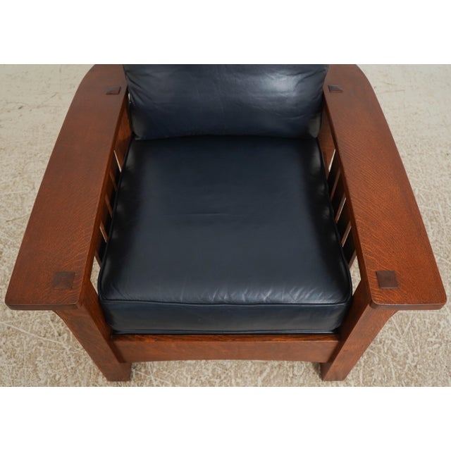 Wood Stickley Mission Oak Morris Chair & Ottoman For Sale - Image 7 of 18