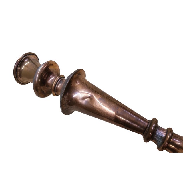 Copper Craftsman Copper Candlestick W/ Pewter Overlay, Weighted Base, C. 1900s For Sale - Image 8 of 9