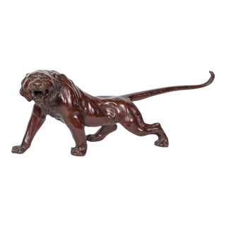 A Massive Japanese Patinated Bronze Sculpture of a Tiger, Meiji Period For Sale