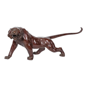 A Massive Japanese Patinated Bronze Sculpture of a Tiger, Meiji Period