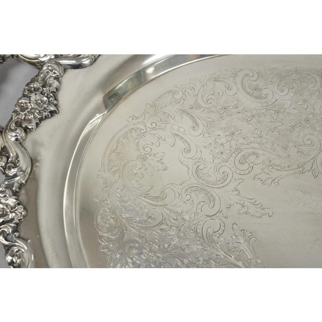 Vintage Poole 400 Lancaster Rose Oval Silver Plated Bar Serving Platter Tray For Sale In Philadelphia - Image 6 of 14