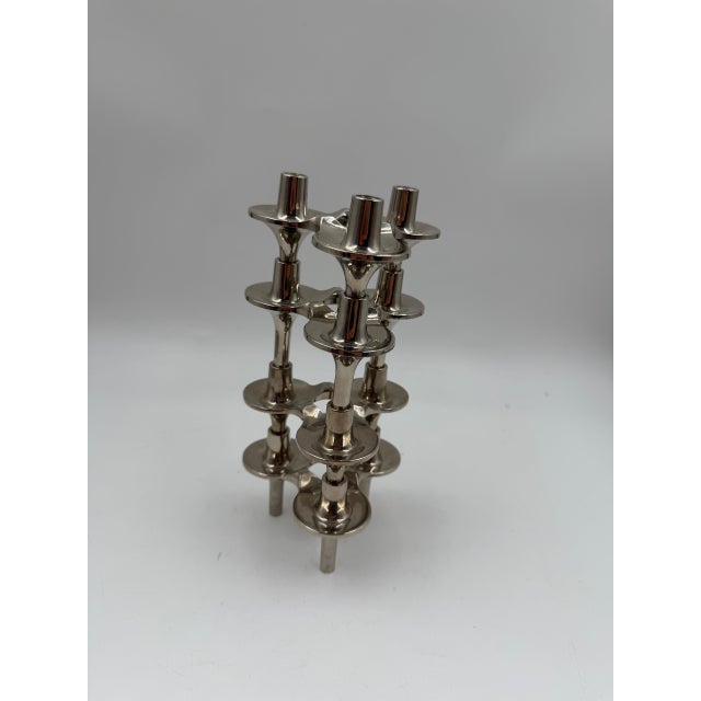 Mid-Century Modern Silver-Plated Taper Holders by Stoff for BMF, West Germany, 1950s, Set of 4 For Sale - Image 12 of 14