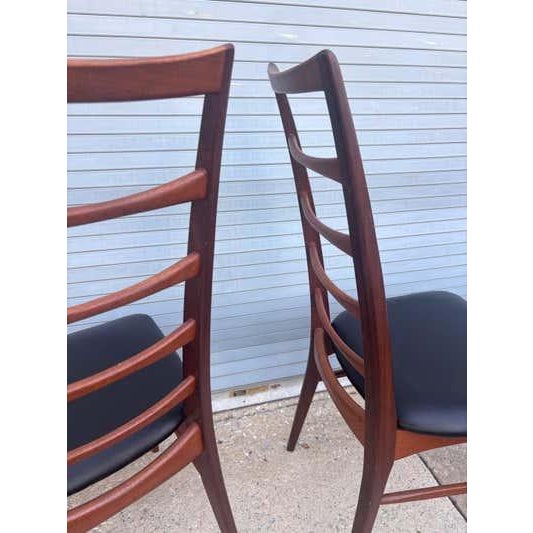 Wood Danish Tall Back Ladder Dining Chair, Teak and Upholstery, 1965 For Sale - Image 7 of 8